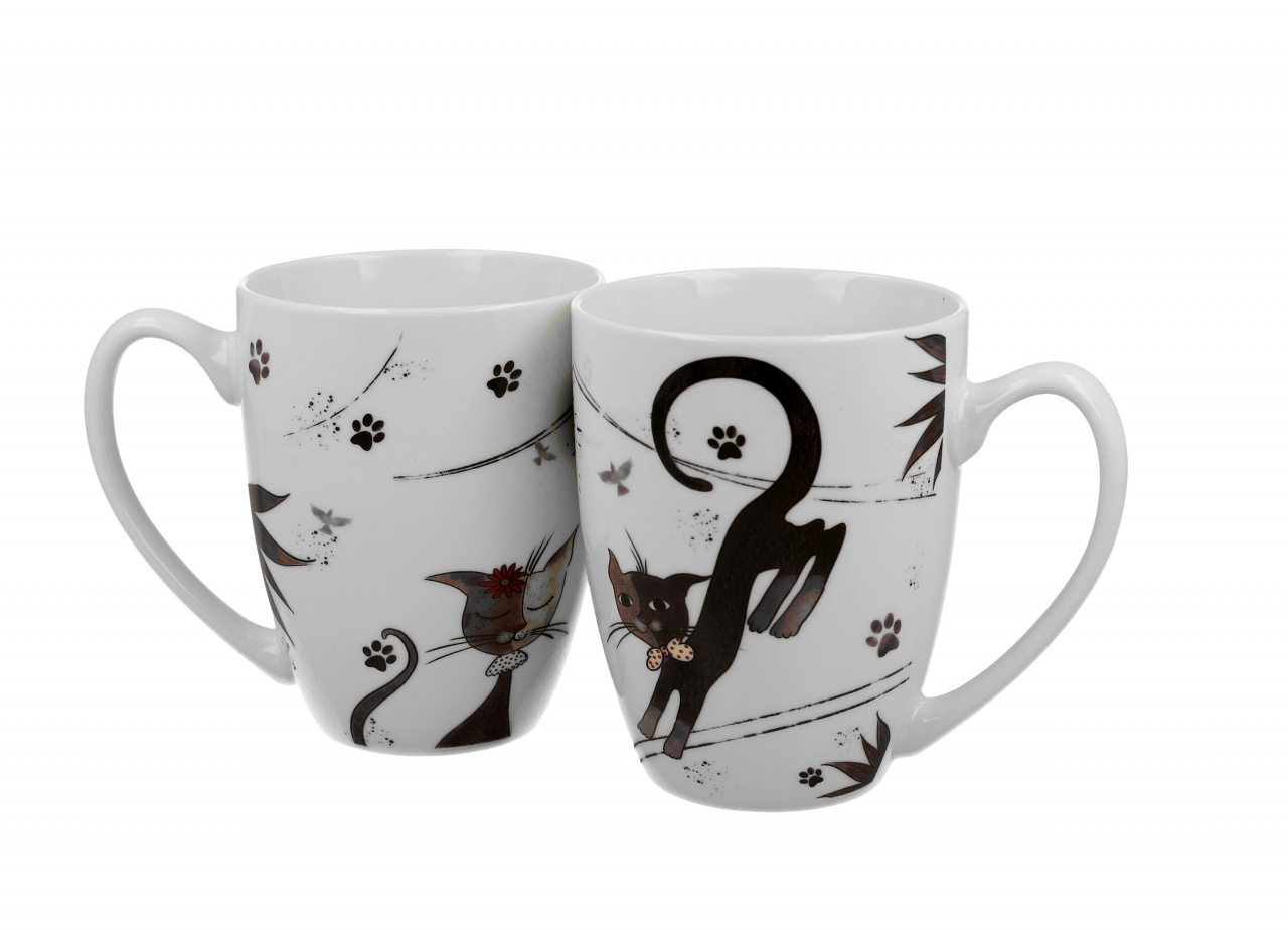 Porcelánový hrnek Charming cats 380 ml sada 2 ks v dárkovém boxu