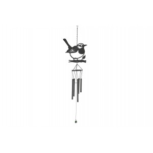 Kovová zvonkohra Carie šedý s ptáčkem 86x20x10 cm