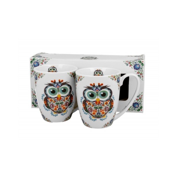 Porcelánový hrnek Owl Etno 360 ml, sada 2 ks v dárkové krabičce