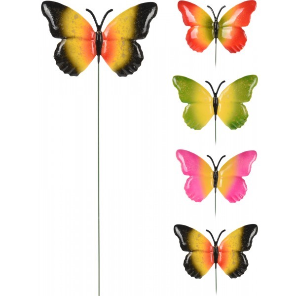 Plastový motýl zápich, mix barev, balení 4 ks