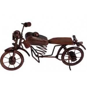 Dekorativní kovová retro motorka tmavě hnědá