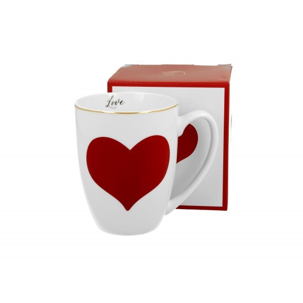 Porcelánový hrnek Red Heart 360 ml v dárkové krabičce