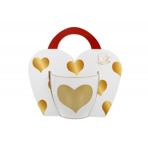 Porcelánový hrnek Gold Heart 460 ml v dárkové taštičce