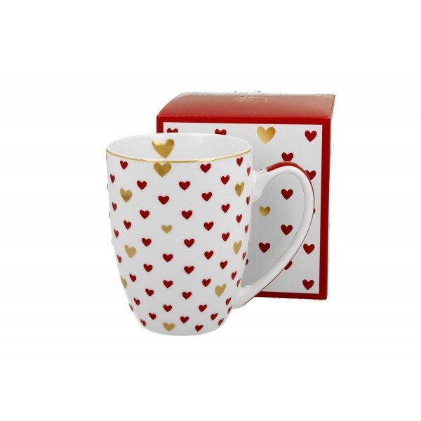 Porcelánový hrnek Heart 360 ml v dárkové krabičce