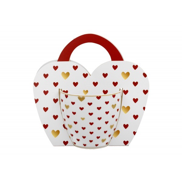 Porcelánový hrnek Heart 460 ml v dárkové taštičce