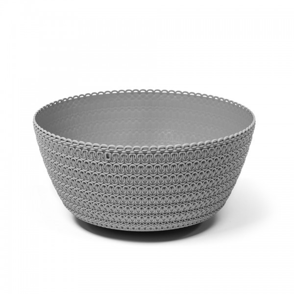 Plastový květináč Bowl Jersey, průměr 24 cm, šedý