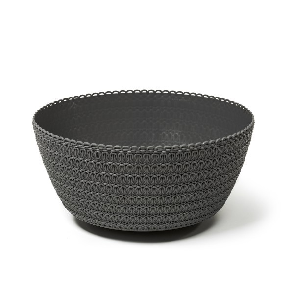 Plastový květináč Bowl Jersey 30 cm, antracit