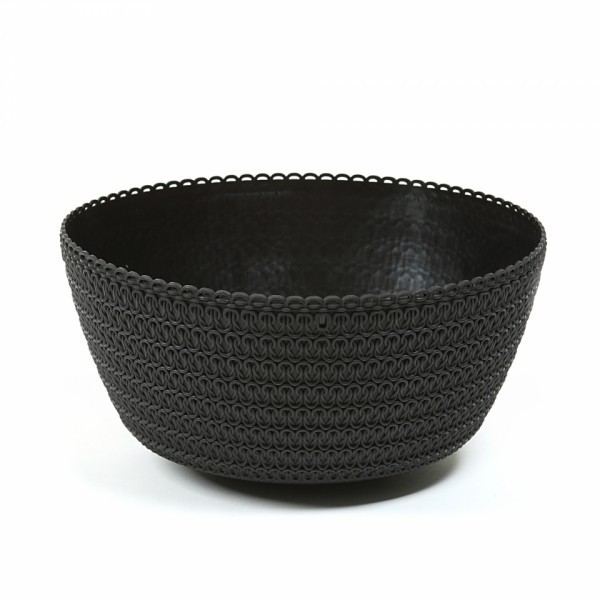 Plastový květináč Bowl Jersey 24 cm, černý