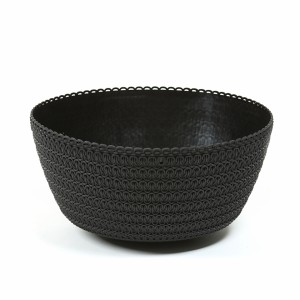 Plastový květináč Bowl Jersey 30 cm, černý